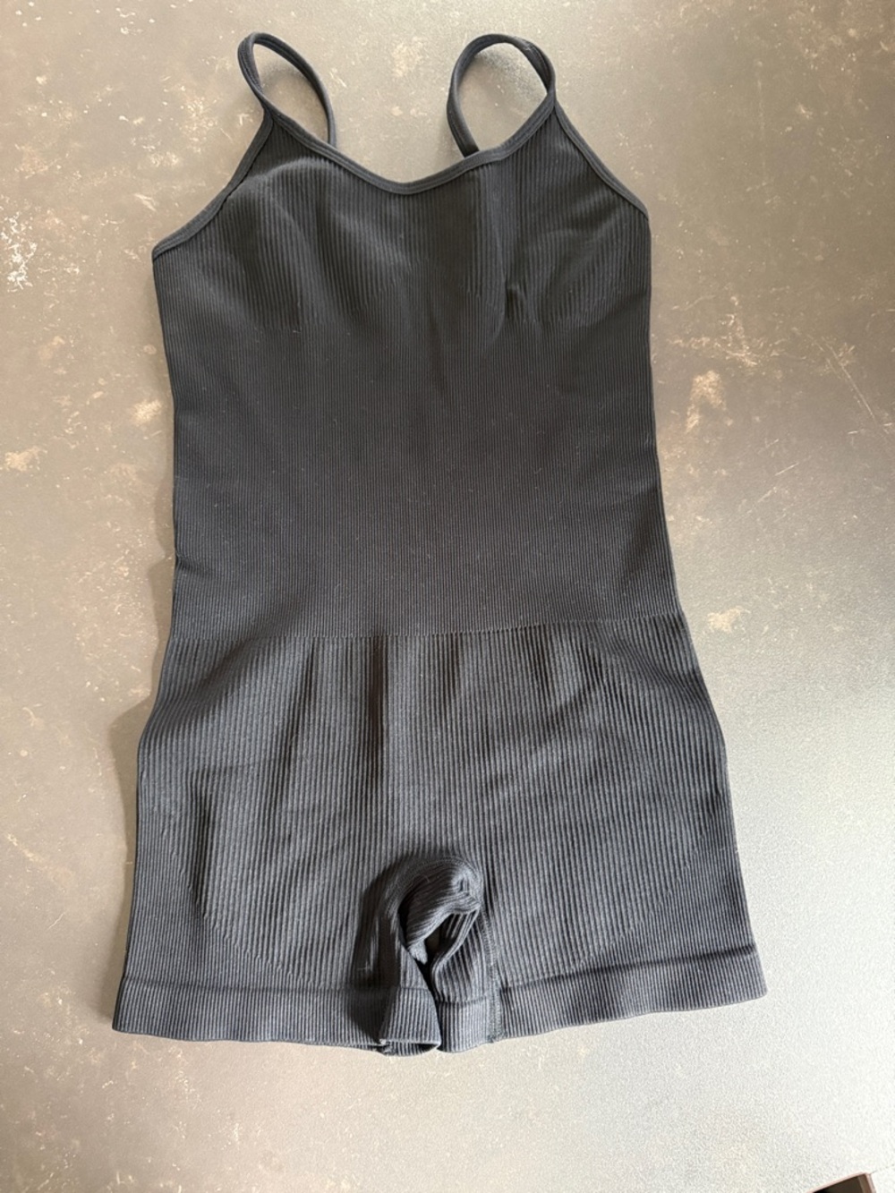 Black Ribbed Sleeveless Shapewear Romper